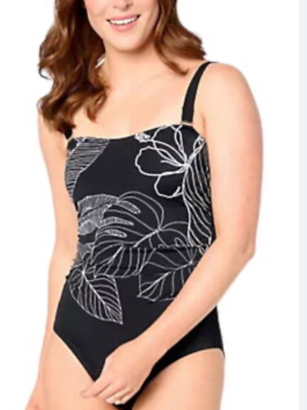 NWT Susan Graver Soleil Swimsuit w/ Removable Strap Black